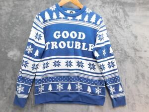 The Outrage Sweater Mens XS Blue Fair Isle Crew Neck Christmas Pullover